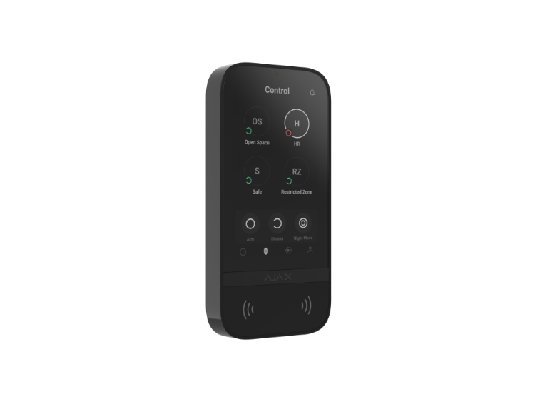 Pilt Kaardilugejaga puutetundlik sõrmistik Ajax Keypad TouchScreen (must)