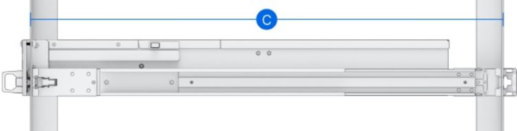 Pilt Synology RKS-02 siinide komplekt NASi serverikappi kinnitamiseks (19" rack 610-890mm)
